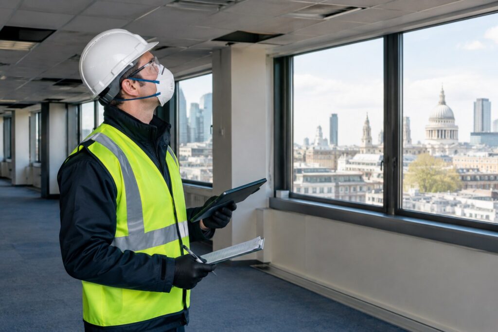 Asbestos surveyor inspecting a commercial property in London before purchase